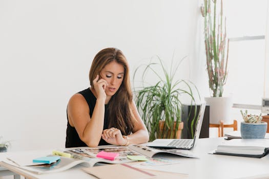 A busy entrepreneur looking overwhelmed at her desk